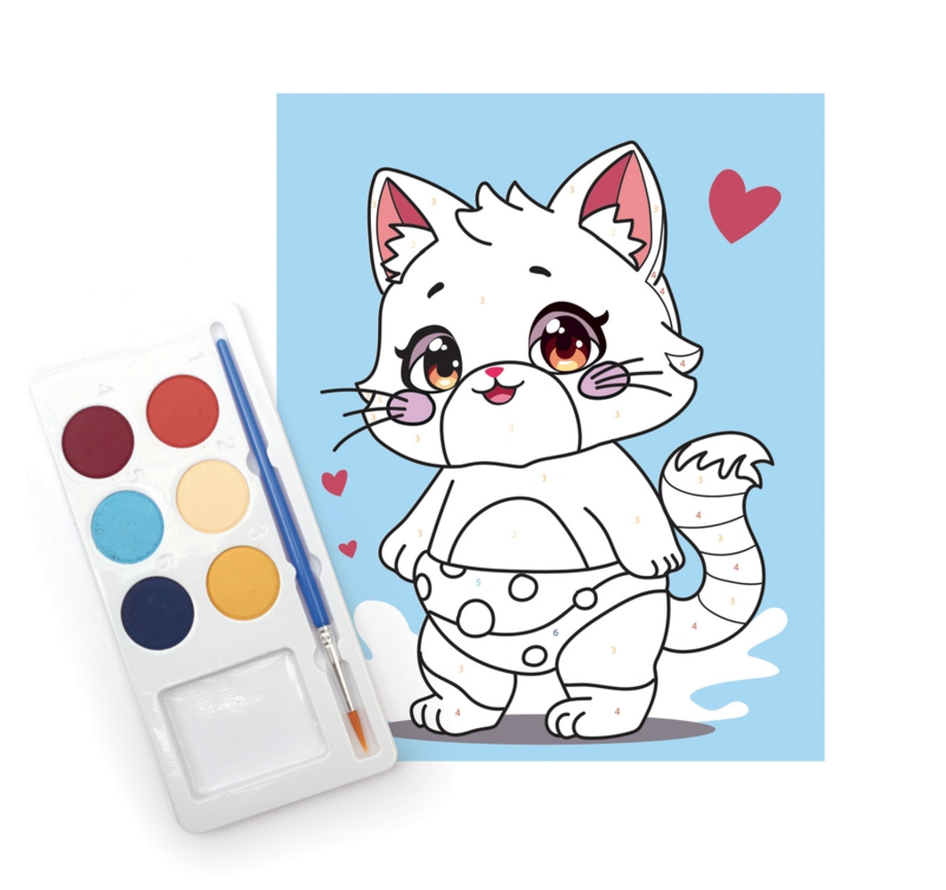 Schilderen op Nummer Kitty voor Kinderen – Canvas op doek 18 x 22 cm – Vanaf 4 jaar Schilderen op Nummer Kitty voor Kinderen – Canvas op doek 18 x 22 cm – Vanaf 4 jaar