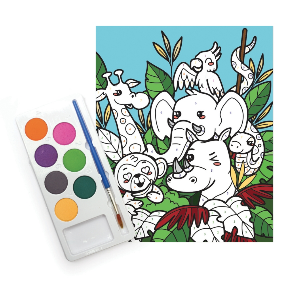 Schilderen op Nummer Jungle Party voor Kinderen – Canvas op doek 18 × 22 cm – Vanaf 6 jaar Schilderen op Nummer Jungle Party voor Kinderen – Canvas op doek 18 × 22 cm – Vanaf 6 jaar