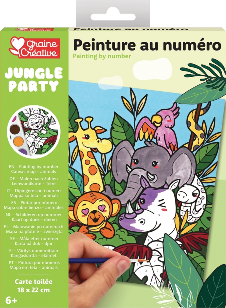 Schilderen op Nummer Jungle Party voor Kinderen – Canvas op doek 18 × 22 cm – Vanaf 6 jaar Schilderen op Nummer Jungle Party voor Kinderen – Canvas op doek 18 × 22 cm – Vanaf 6 jaar