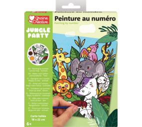 Schilderen op Nummer Jungle Party voor Kinderen – Canvas op doek 18 × 22 cm – Vanaf 6 jaar