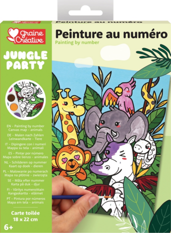 Schilderen op Nummer Jungle Party voor Kinderen – Canvas op doek 18 × 22 cm – Vanaf 6 jaar Schilderen op Nummer Jungle Party voor Kinderen – Canvas op doek 18 × 22 cm – Vanaf 6 jaar