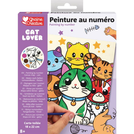 Schilderen op Nummer Cat Lover voor Kinderen – Canvas op doek 18 × 22 cm – Vanaf 8 jaar Schilderen op Nummer Cat Lover voor Kinderen – Canvas op doek 18 × 22 cm – Vanaf 8 jaar