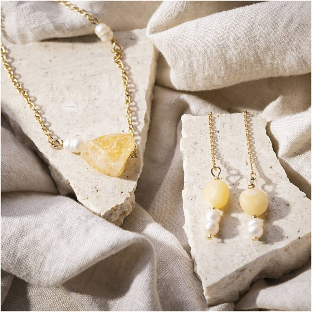 Mini Hobbyset Sieraden | Honingcalciet Ketting & Oorbellen Maken Mini Hobbyset Sieraden | Honingcalciet Ketting & Oorbellen Maken