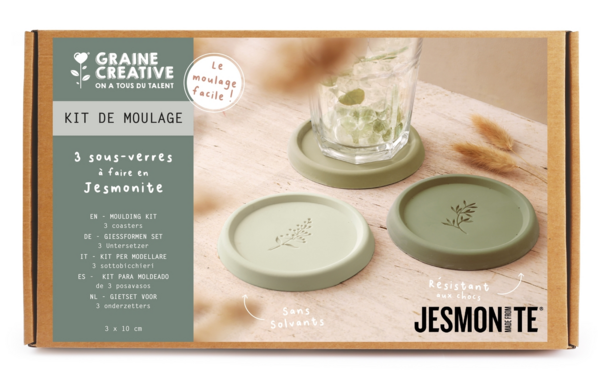 Jesmonite Hobbyset | 3 Onderzetters Gieten met Bladmotief Jesmonite Hobbyset | 3 Onderzetters Gieten met Bladmotief