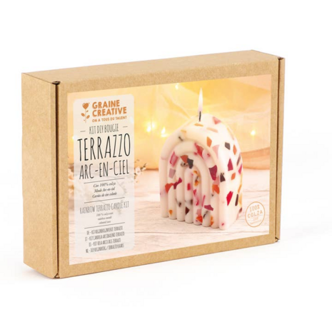 Hobbyset Kaarsen Maken | Terrazzo Regenboogkaars van Koolzaadwas Hobbyset Kaarsen Maken | Terrazzo Regenboogkaars van Koolzaadwas