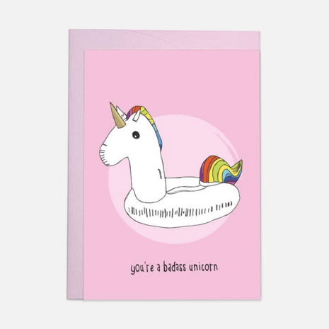 Kaart Blanche Dubbele Wenskaart - You're a Badass Unicorn Kaart Blanche Dubbele Wenskaart - You're a Badass Unicorn