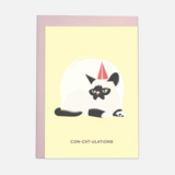 Kaart Blanche Dubbele Wenskaart - Con-cat-ulations