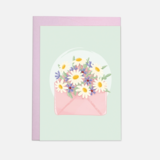 Kaart Blanche Dubbele Wenskaart - Flower Envelope Kaart Blanche Dubbele Wenskaart - Flower Envelope