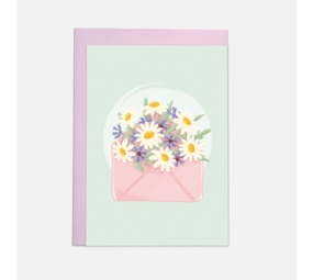 Kaart Blanche Dubbele Wenskaart - Flower Envelope Kaart Blanche Dubbele Wenskaart - Flower Envelope