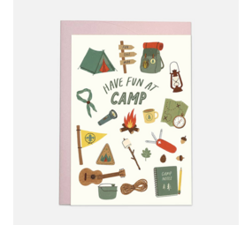 Kaart Blanche Dubbele Wenskaart - Have Fun At Camp