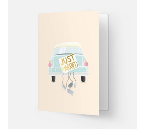 Kaart Blanche Dubbele Wenskaart - Just Married Kaart Blanche Dubbele Wenskaart - Just Married