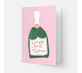 Kaart Blanche Dubbele Wenskaart - Let's Pop A Bottle And Celebrate
