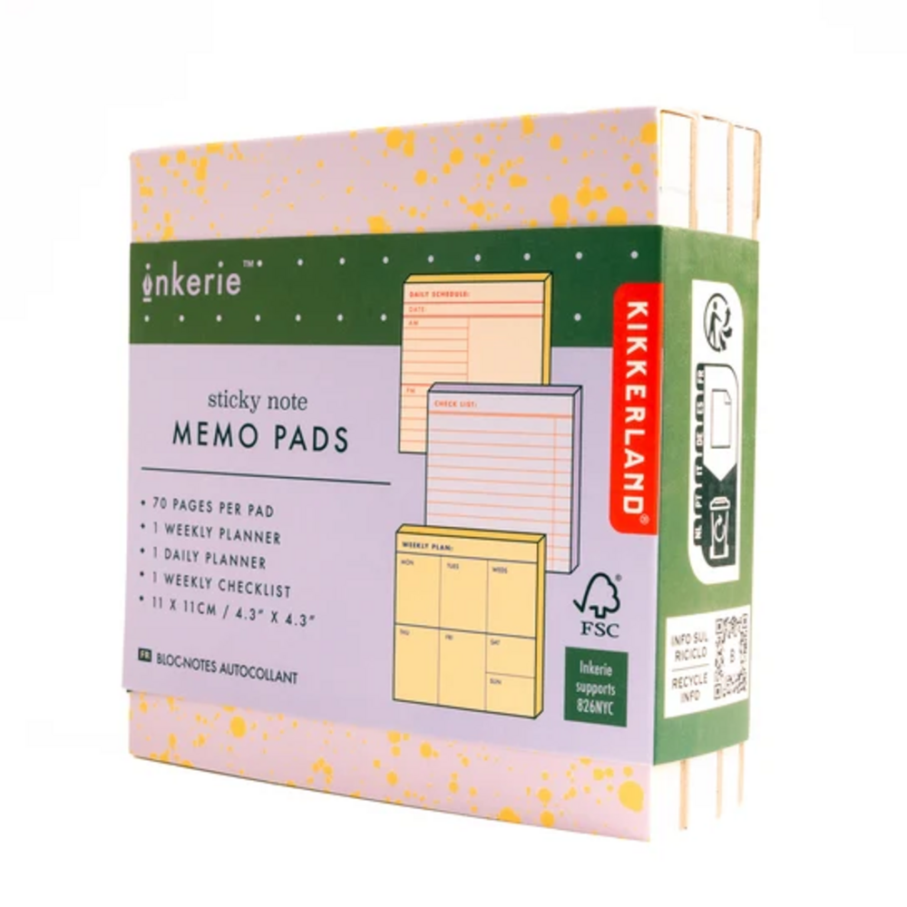 Kikkerland Inkerie Set van 3 Sticky Note Memo Pads Kikkerland Inkerie Set van 3 Sticky Note Memo Pads