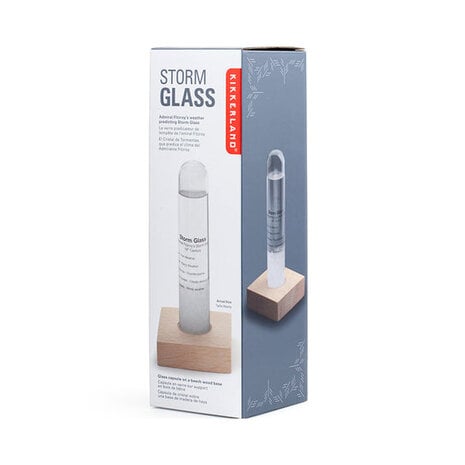 Kikkerland Storm Glass met Beukenhouten Voet Kikkerland Storm Glass met Beukenhouten Voet
