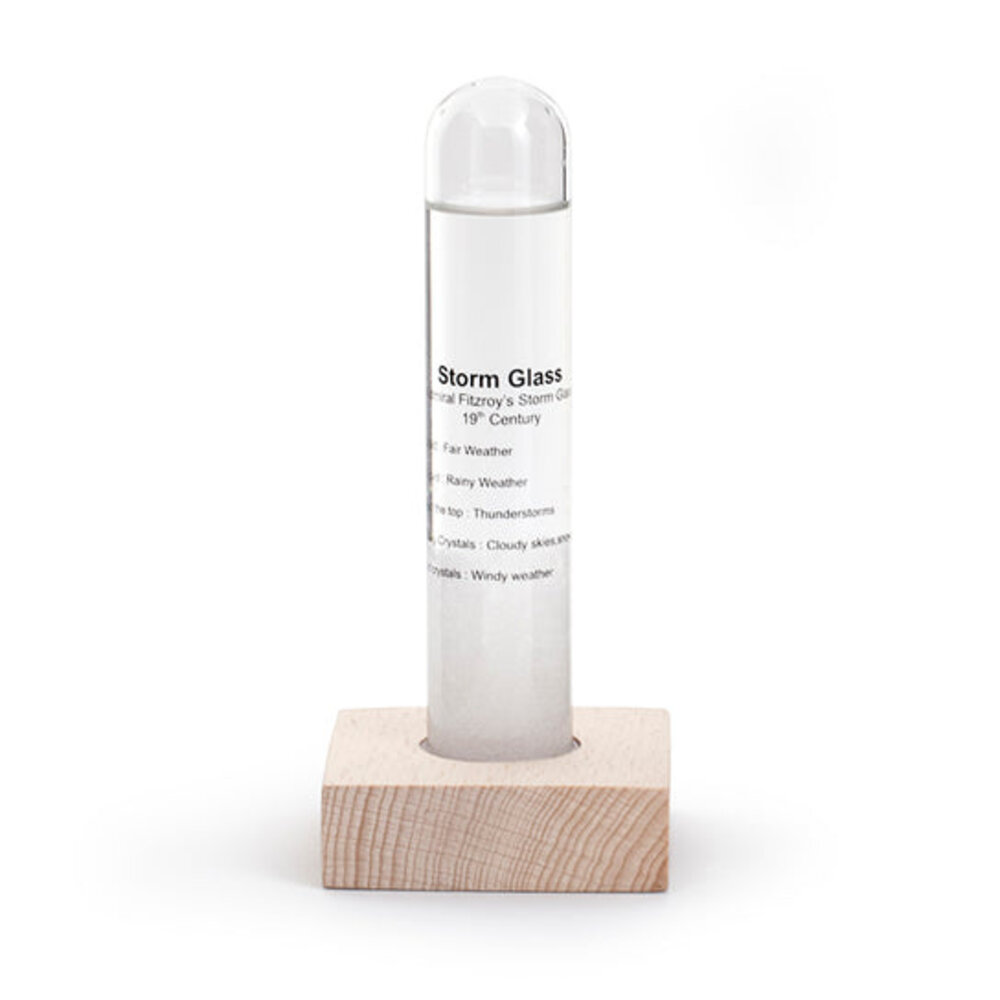 Kikkerland Storm Glass met Beukenhouten Voet Kikkerland Storm Glass met Beukenhouten Voet