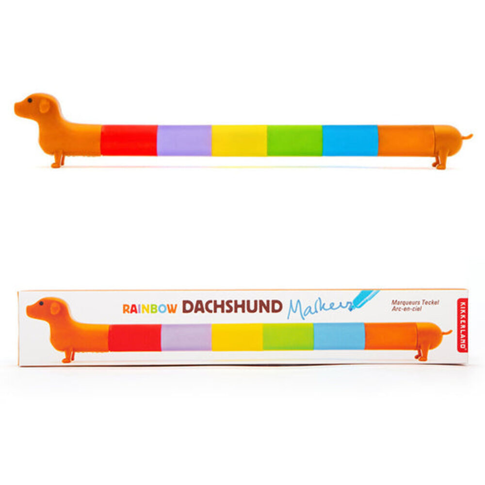 Kikkerland Rainbow Dachshund Markers - Set van 6 Kikkerland Rainbow Dachshund Markers - Set van 6