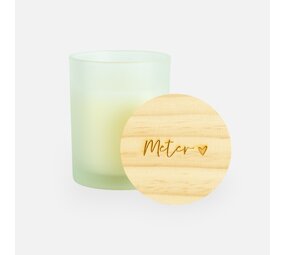 Geurkaars met houten deksel frosted wit - 'meter' Geurkaars met houten deksel frosted wit - 'meter'