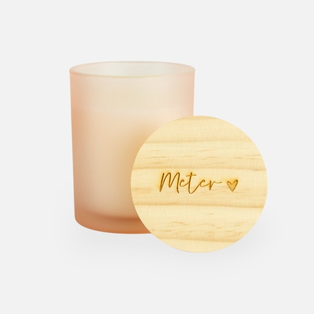 Geurkaars met houten deksel frosted blush - 'meter' Geurkaars met houten deksel frosted blush - 'meter'