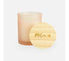 Geurkaars met houten deksel frosted blush - 'meter' Geurkaars met houten deksel frosted blush - 'meter'