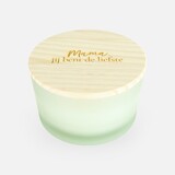 Luxe geurkaars laag frosted wit met houten deksel - 'mama, jij bent de liefste' Luxe geurkaars laag frosted wit met houten deksel - 'mama, jij bent de liefste'