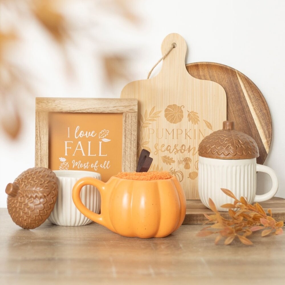 Herfst Mok & Sokken Geschenkset in Pompoenvorm Herfst Mok & Sokken Geschenkset in Pompoenvorm