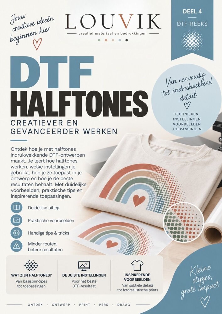 DTF Halftones – Creatief werken met stippen, open ruimte en textielkleur DTF Halftones – Creatief werken met stippen, open ruimte en textielkleur