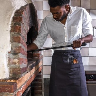 Lange horeca sloof - canvas - antraciet - GOTS