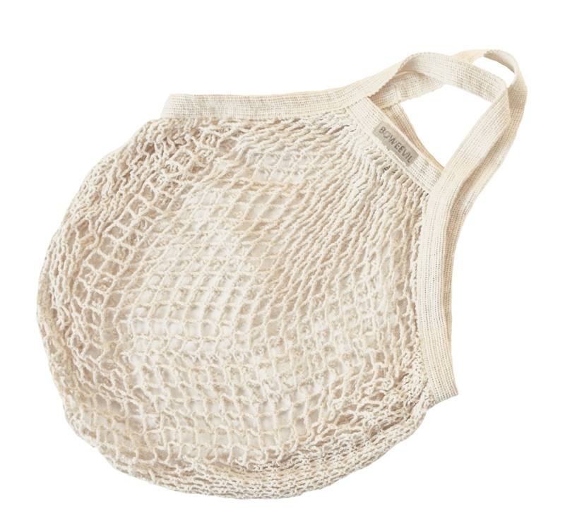 Practical reusable net bag made of organic cotton natural white