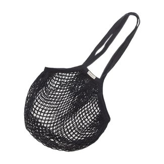 Net bag with long handles - black - GOTS