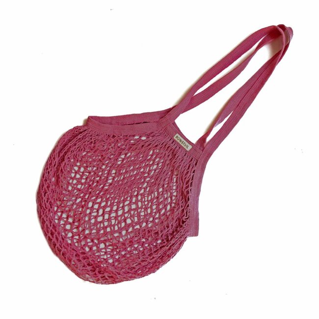 Net bag with long handles - fuchsia