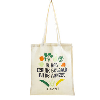 Example multi-coloured print on tote bag