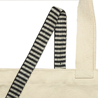 Geweven band - zwart/wit zigzagpatroon - 25 mm GOTS