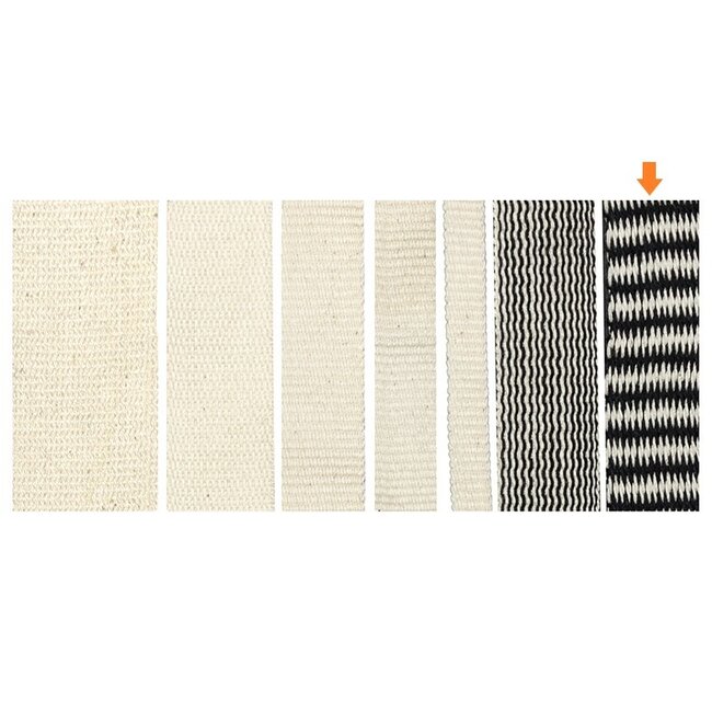 Woven tape - black/white zigzag pattern - 25 mm made of organic cotton