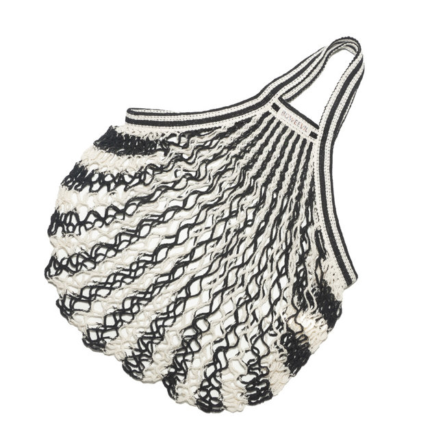 Net bag bicolour with short handles - black & white