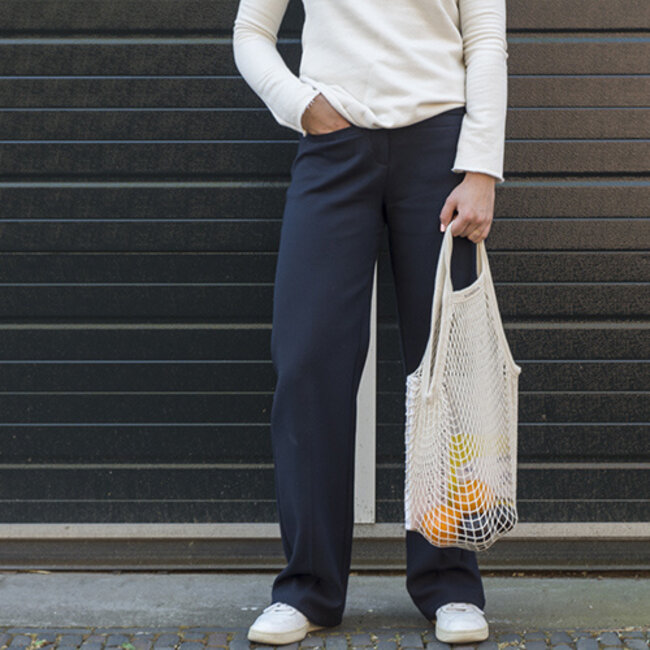 Net bag with short handles - natural white - GOTS