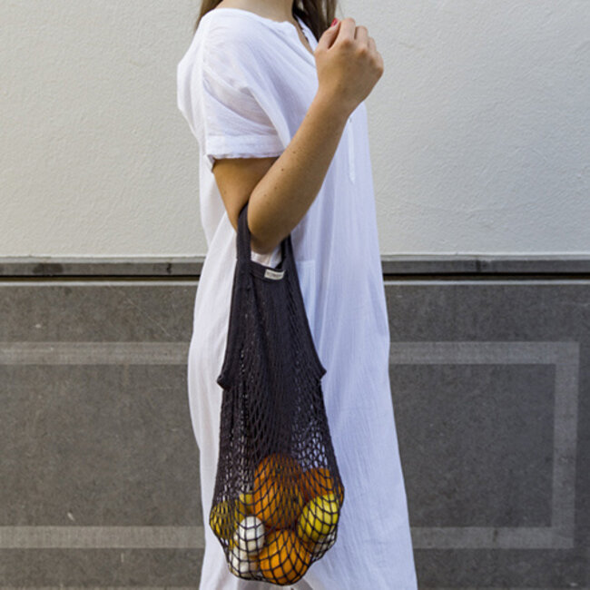 Einkaufsnetz mit kurzen Henkeln -  Antrazit - GOTS