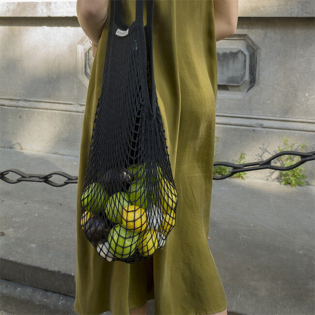 Einkaufsnetz mit langen Henkeln - antraziet - GOTS