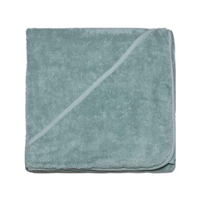 Baby towel with hood 90x90cm - mineral green - GOTS