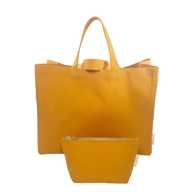Canvas-Handtasche (36x28x15cm) - Goldgelb