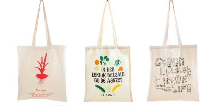 Sustainable printing techniques on organic cotton bags