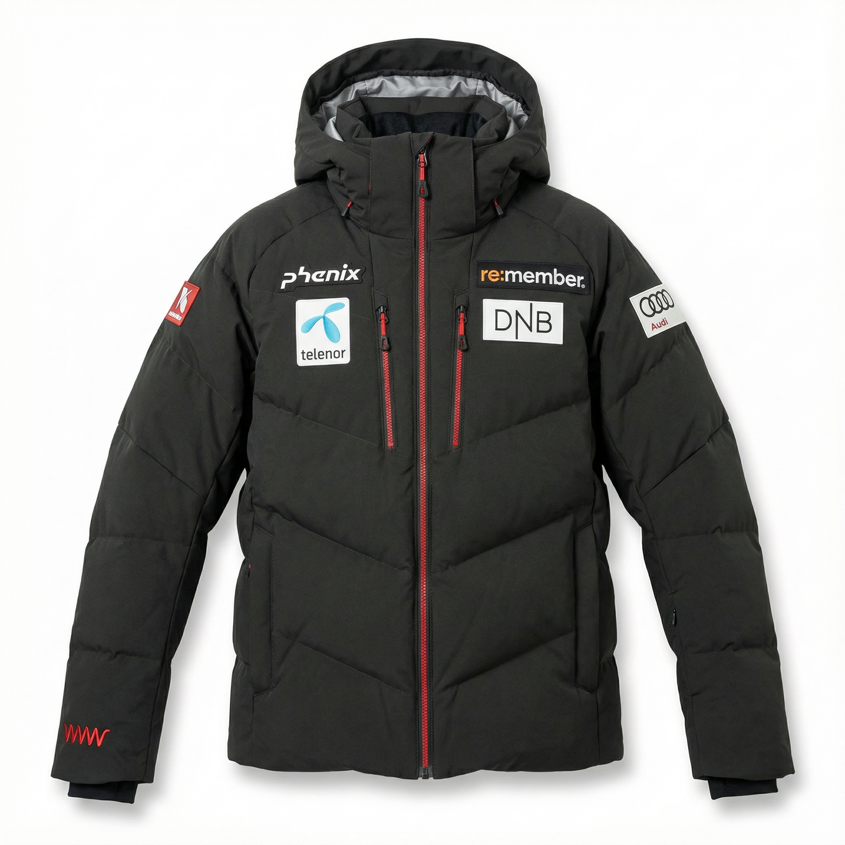 Norway Down Jacket offblack w. Sponsorb. - Sportshop-Online