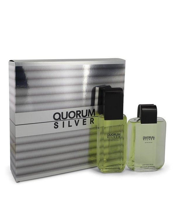 Puig Quorum Silver by Puig   - Gift Set - 100 ml Eau De Toilette Spray + 100 ml After Shave