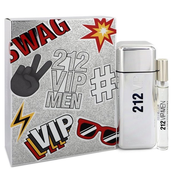 212 Vip by Carolina Herrera   - Gift Set - 100 ml Eau De Toilette Spray + 10 ml Mini EDT Spray