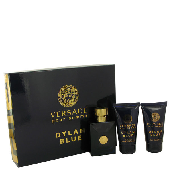 Versace Pour Homme Dylan Blue by Versace   - Gift Set - 50 ml Eau De Toilette Spray + 50 ml After Shave Balm + 50 ml Shower Gel