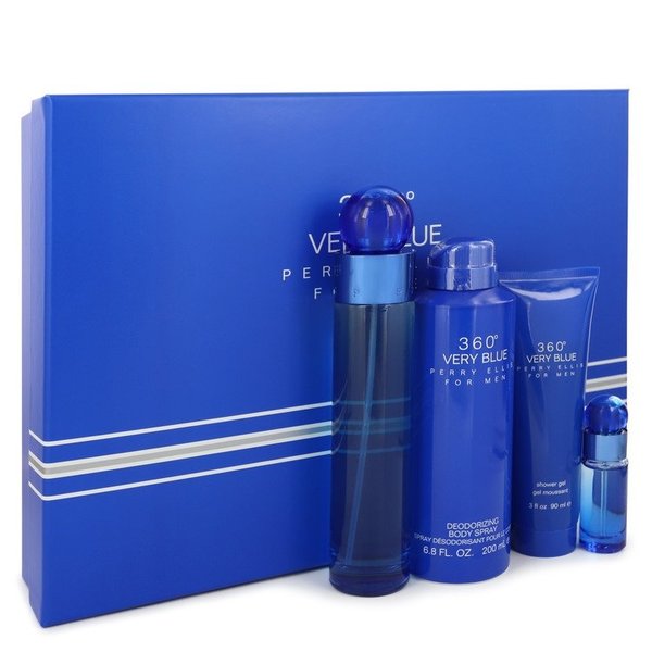 Perry Ellis 360 Very Blue by Perry Ellis   - Gift Set - 100 ml Eau De Toilette Spray + 10 ml Mini EDT Spray + 90 ml Shower Gel + 200 ml Body Spray