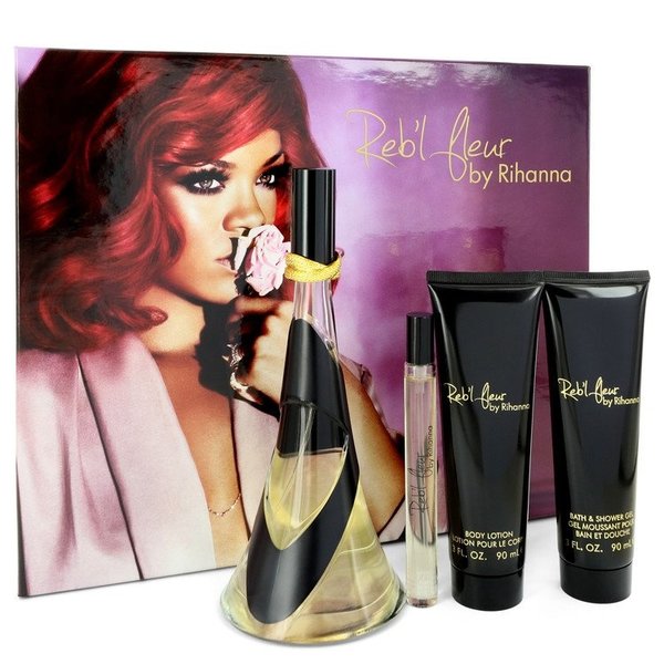 Reb'l Fleur by Rihanna   - Gift Set - 100 ml Eau De Parfum Spray + 90 ml Body Lotion + 90 ml Shower Gel + 10 ml Mini EDP Spray