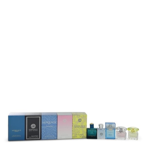 Bright Crystal by Versace   - Gift Set - The Best of Versace Men's and Women's Miniatures Collection Includes Versace Eros, Versace Pour Homme, Versace Man Eau Fraiche, Bright Crystal, and Versace Yellow Diamond