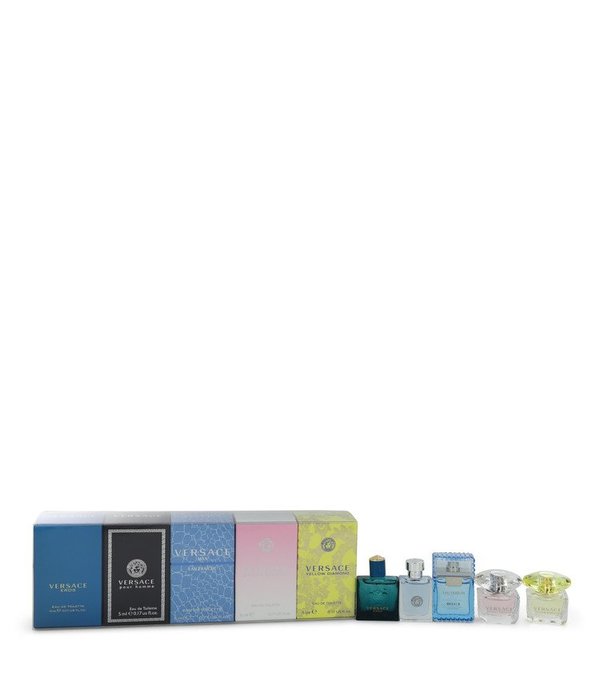 Versace Bright Crystal by Versace   - Gift Set - The Best of Versace Men's and Women's Miniatures Collection Includes Versace Eros, Versace Pour Homme, Versace Man Eau Fraiche, Bright Crystal, and Versace Yellow Diamond