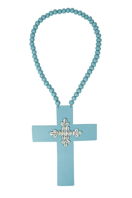 Collar Ornamental Cruz Conchas Aqua