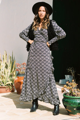 Maxi Robe Indienne Avec Amour Noir